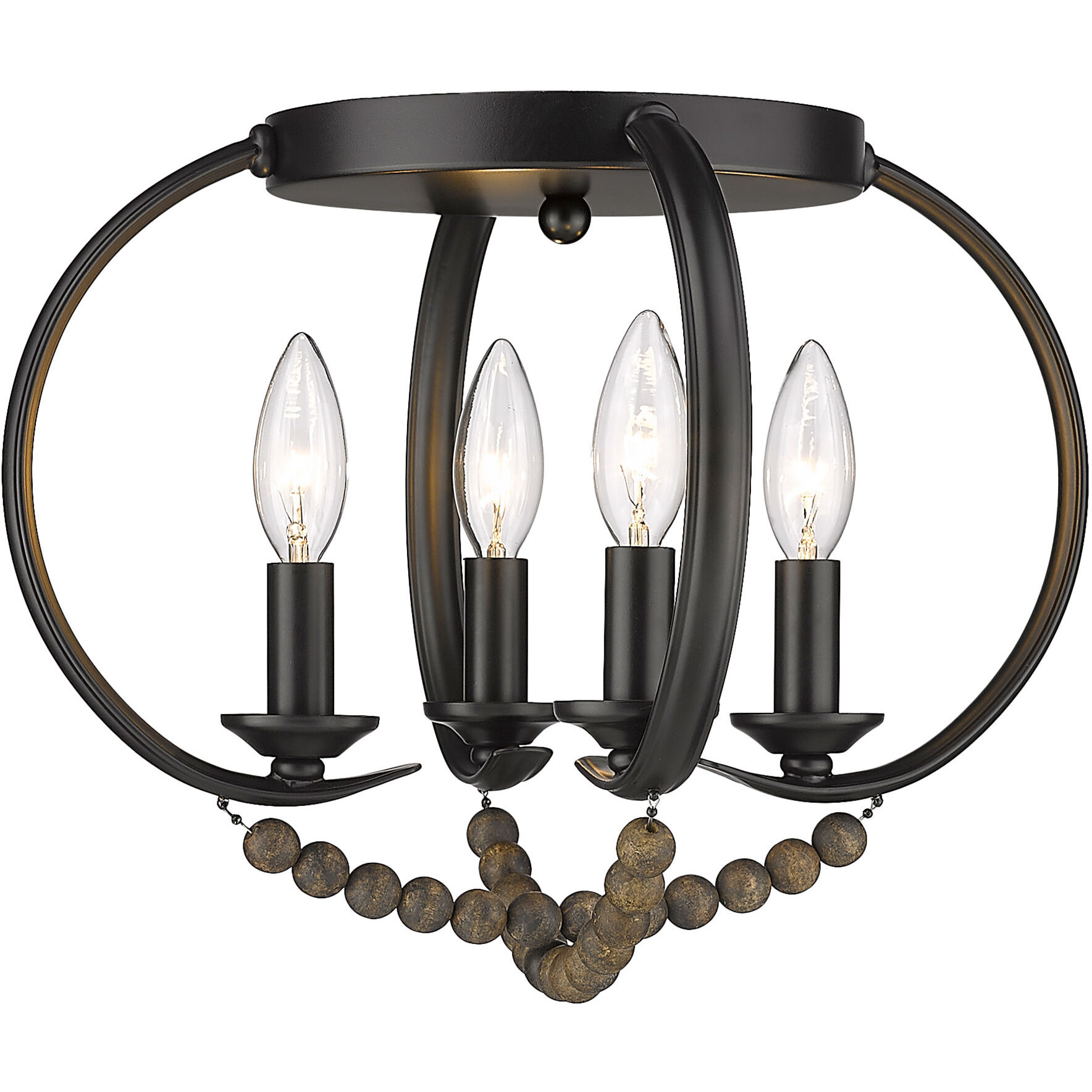 Flori 4 Light 14.5 inch Matte Black Flush Mount Ceiling Light