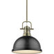 Yep Duncan Pendant Ceiling Light in Aged Brass, Matte Black, Large