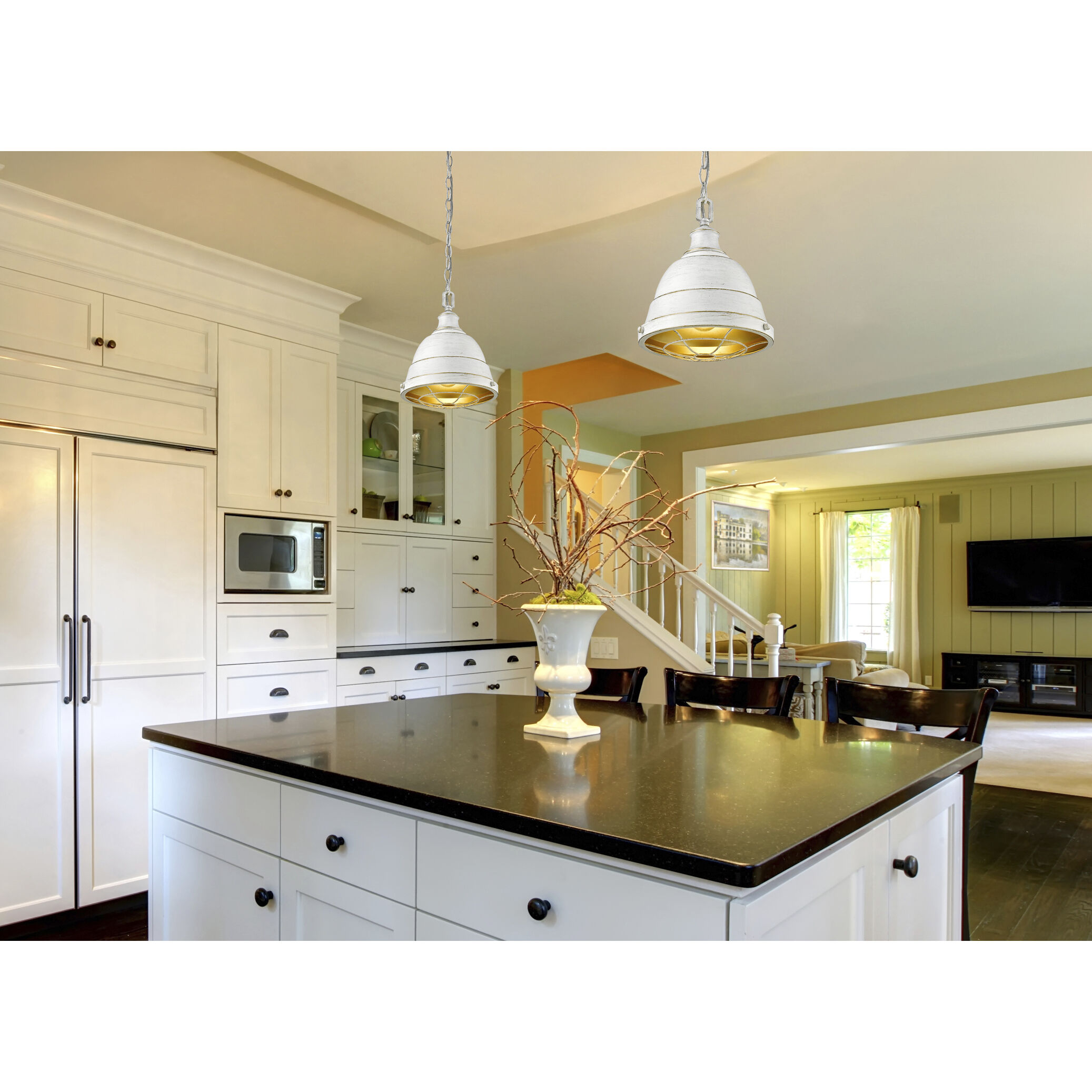 Bartlett Pendant Ceiling Light in French White, Large