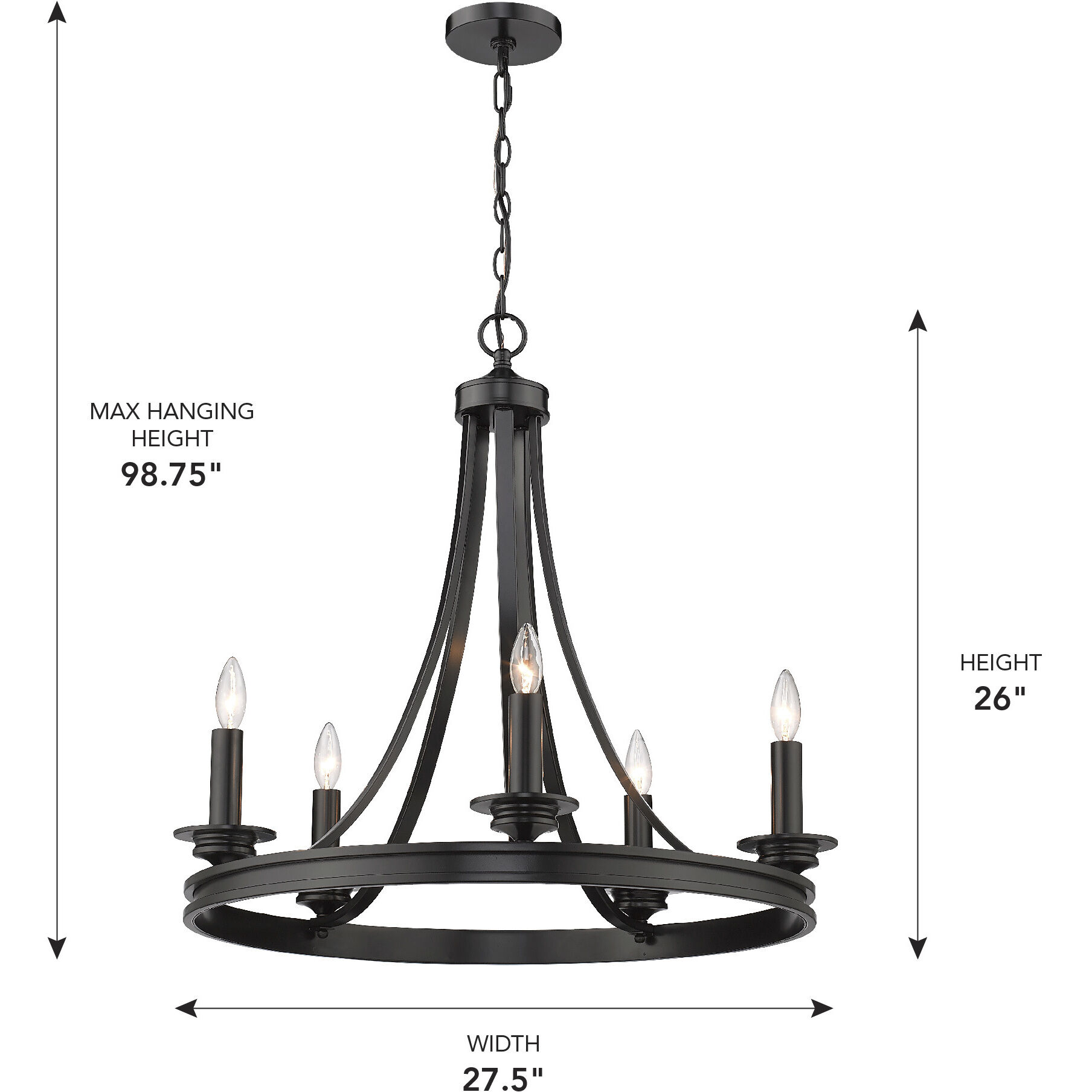 Saldano 27.5 inch 60.00 watt Matte Black Chandelier Ceiling Light