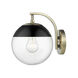 Dixon 1 Light 8 inch Aged Brass Wall Sconce Wall Light in Matte Black, Damp