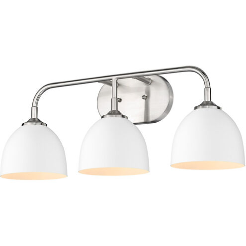 Zoey 3 Light 25 inch Pewter Bath Vanity Wall Light in Matte White