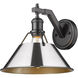 Orwell 1 Light 10 inch Matte Black Wall Sconce Wall Light in Chrome, Damp
