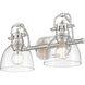 Yep Duncan Vanity Wall Light in Pewter, Clear Glass