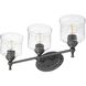 Keating 3 Light 23.88 inch Antique Black Iron Vanity Light Wall Light