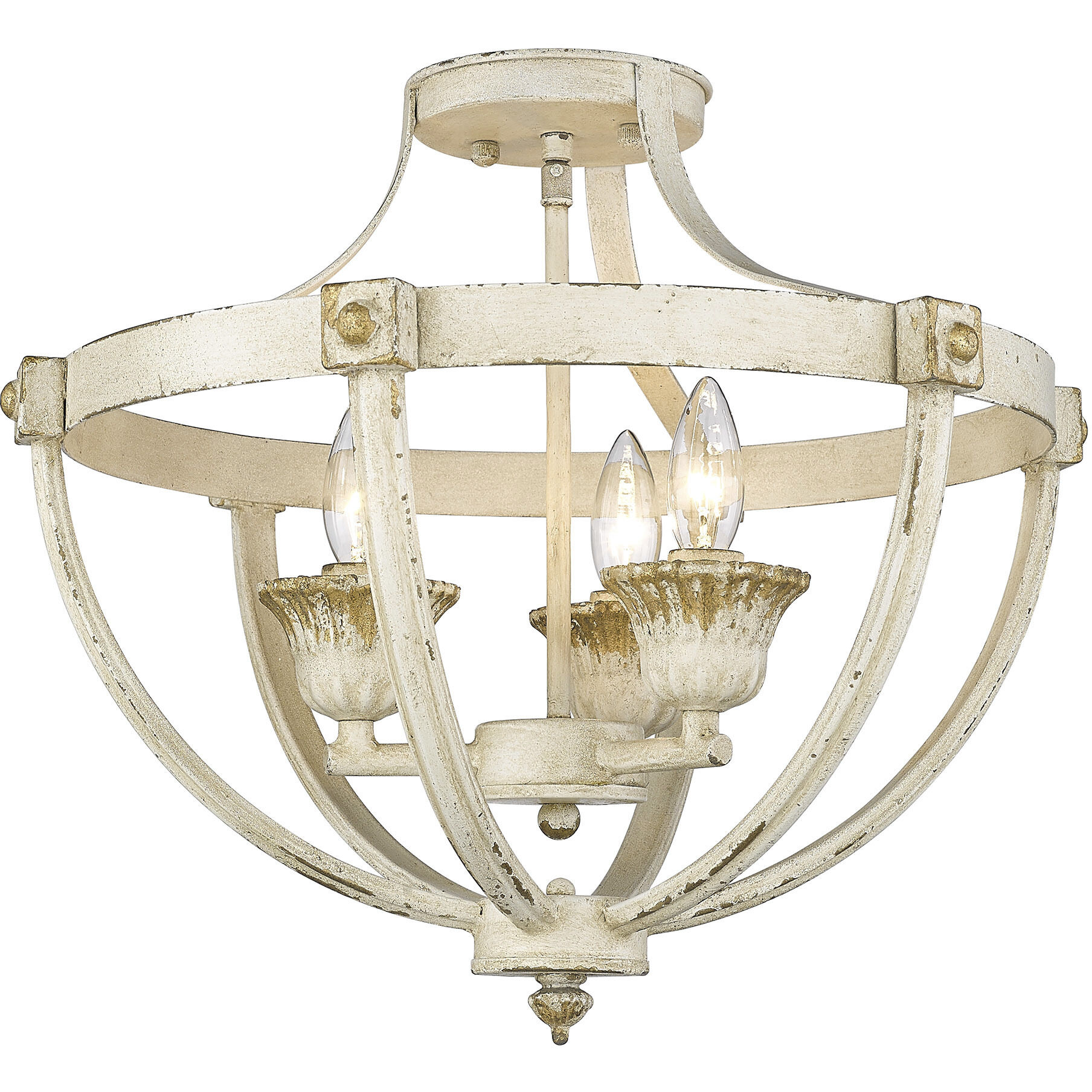 Jules 3 Light 18.25 inch Antique Ivory Semi-Flush Mount Ceiling Light