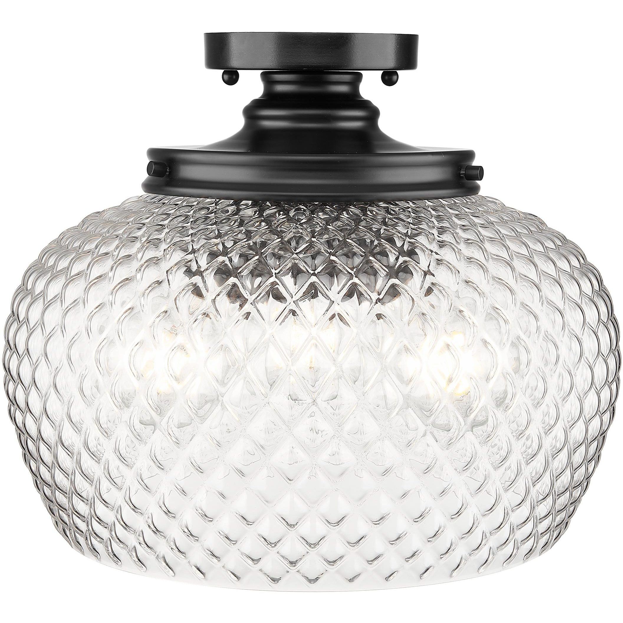 Adeline 3 Light 14 inch Modern Brushed Gold Semi-Flush Mount Ceiling Light