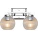 Elliott 2 Light 15.25 inch Chrome Vanity Light Wall Light in Ribbed Clear