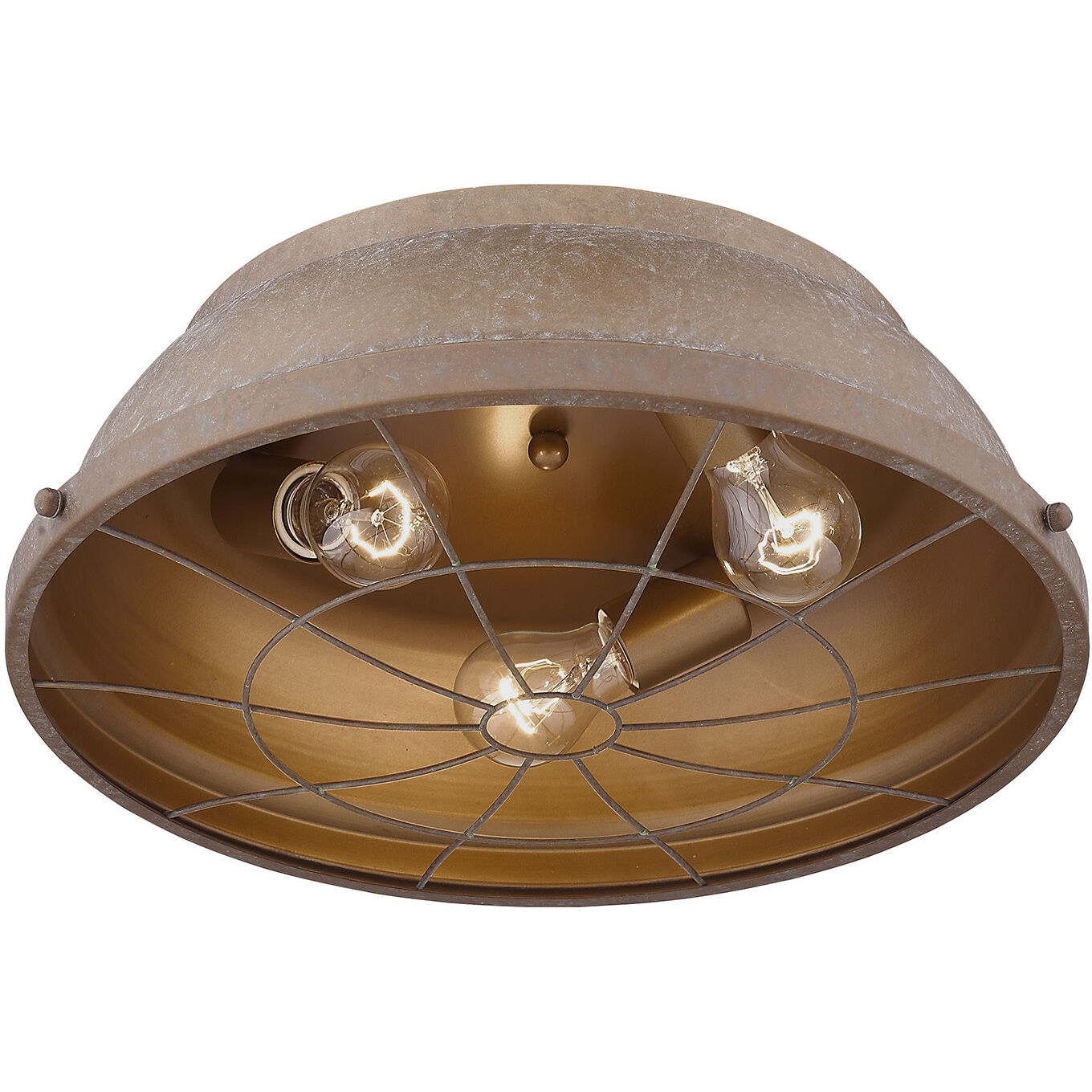 Bartlett 3 Light 16.5 inch Copper Patina Flush Mount Ceiling Light, Damp