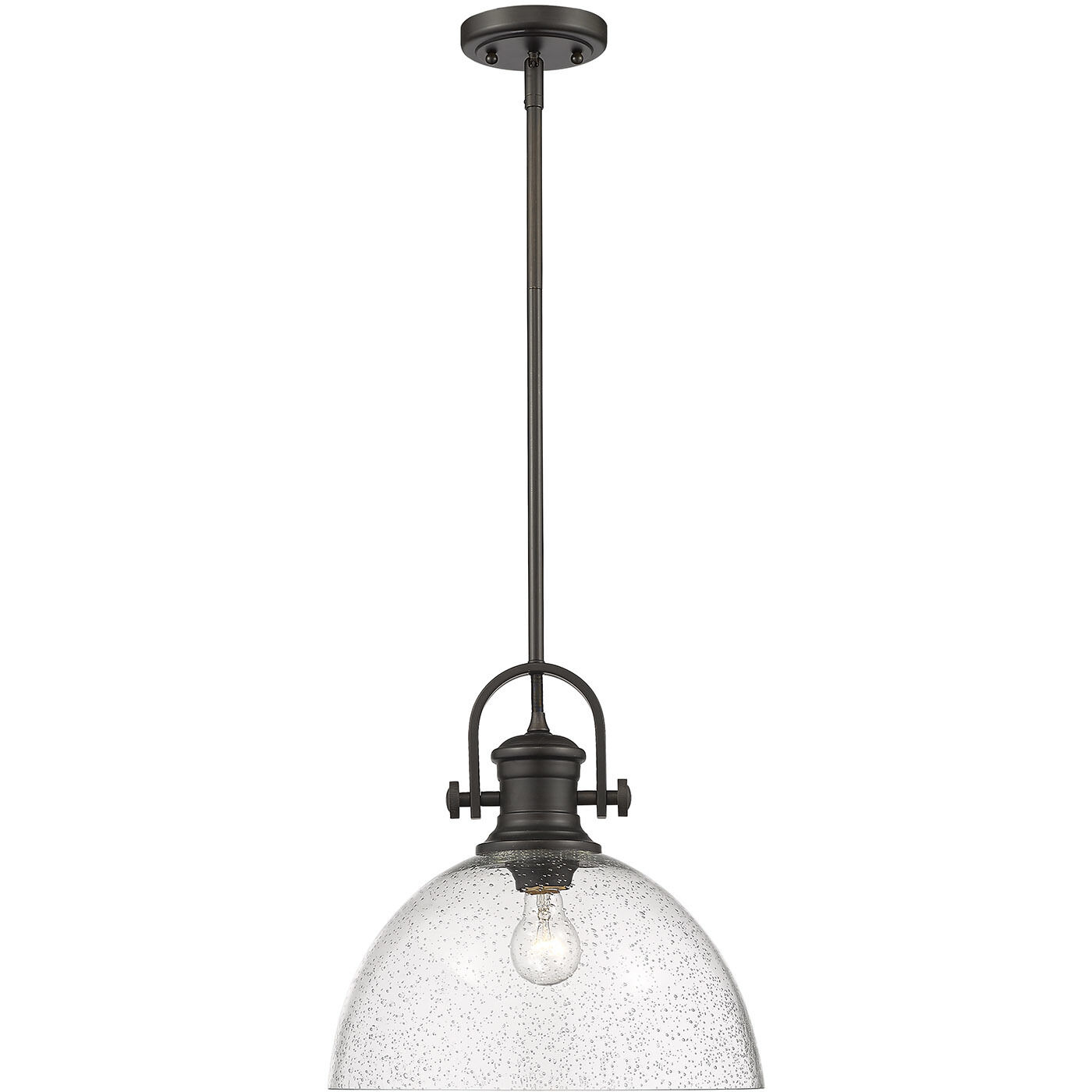 Yep Hines 1 Light 13.5 inch Rubbed Bronze Pendant Ceiling Light in Seeded Glass, Large