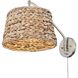 Ryleigh Articulating Wall Sconce Wall Light in Pewter, Woven Sweet Grass