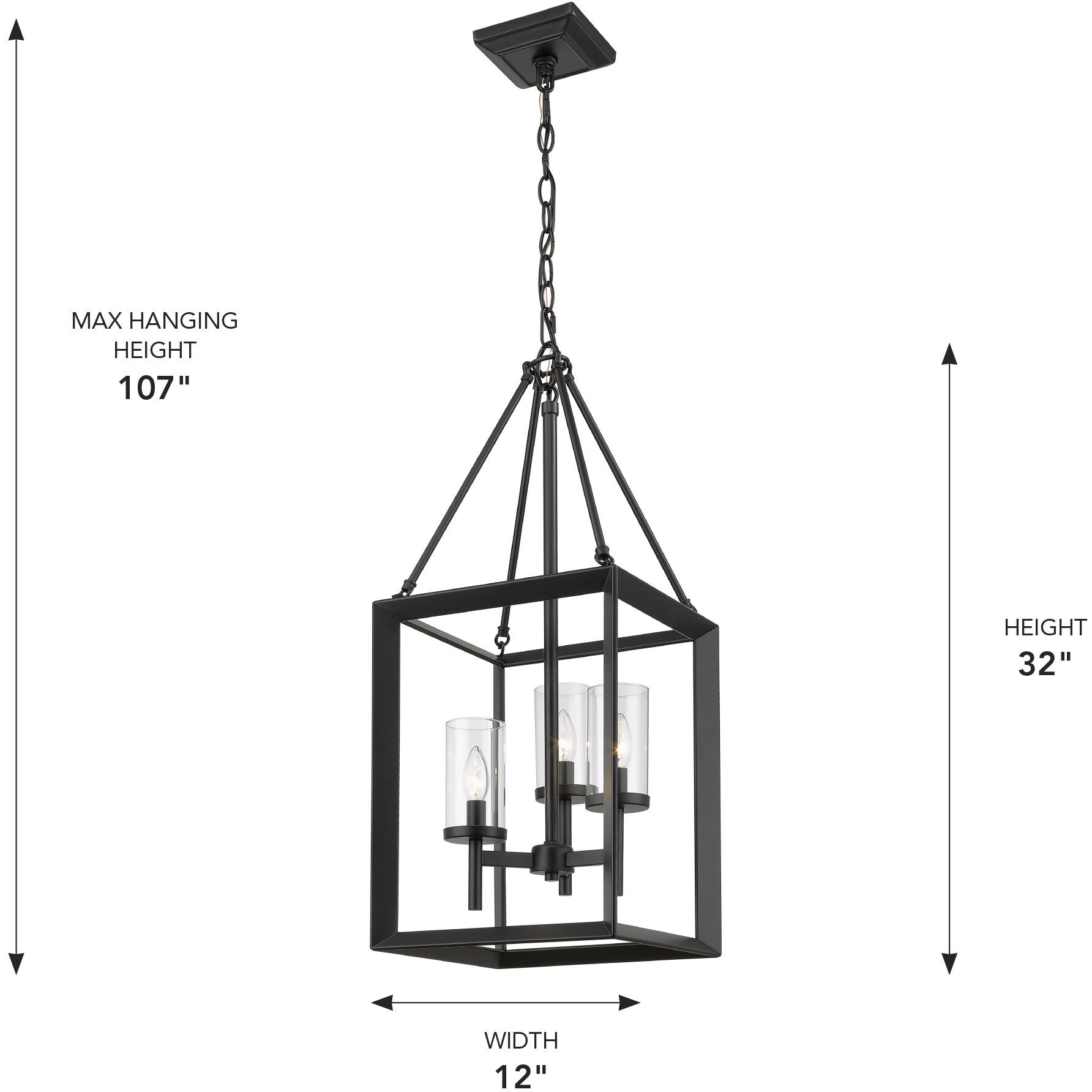 Smyth Pendant Ceiling Light in Matte Black, Clear Glass