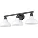 Carver 3 Light 28 inch Matte Black Bath Vanity Wall Light in Vintage Milk Glass