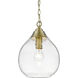 Ariella 1 Light 9.88 inch Brushed Champagne Brass Pendant Ceiling Light in Clear Hammered, Small
