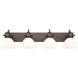 Hines 4 Light 34.5 inch Rubbed Bronze Bath Vanity Light Wall Light in Opal Glass