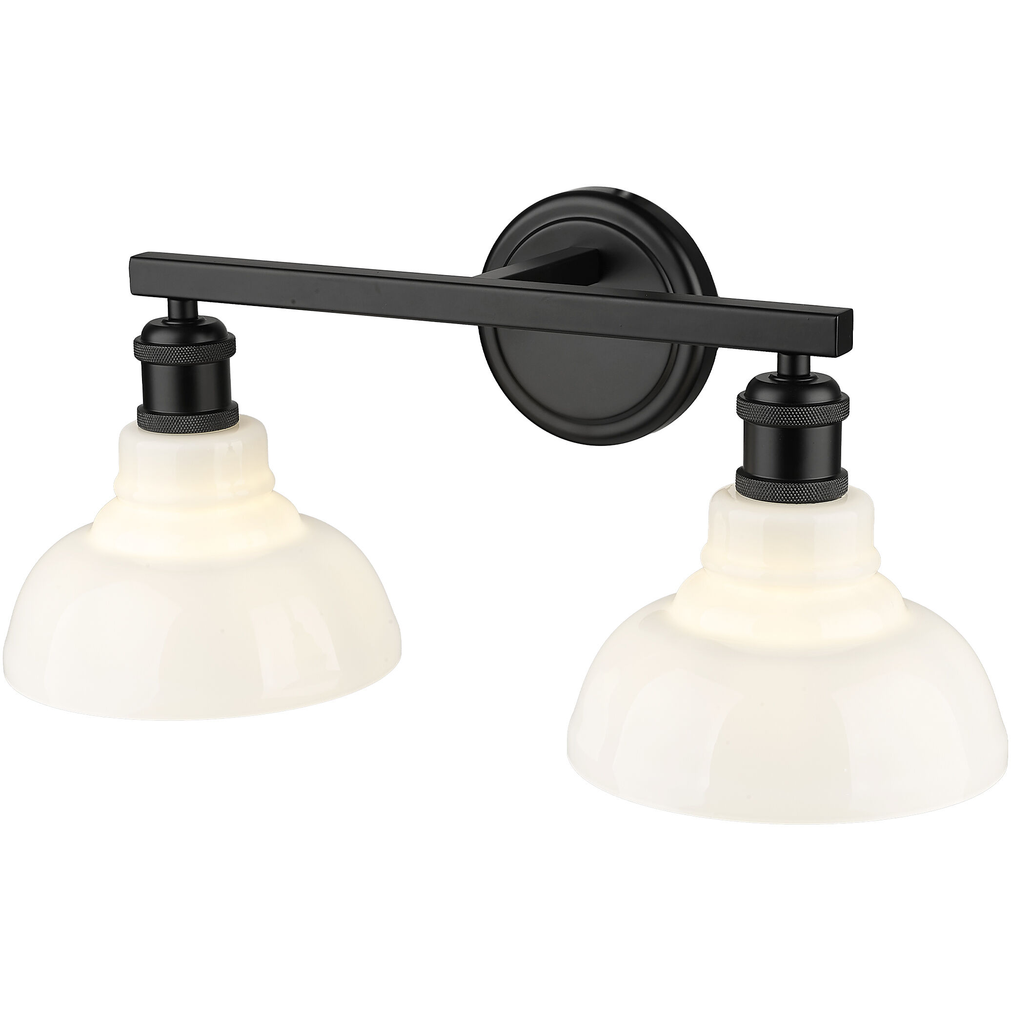 Yep Carver Vanity Wall Light in Matte Black, Vintage Milk Glass