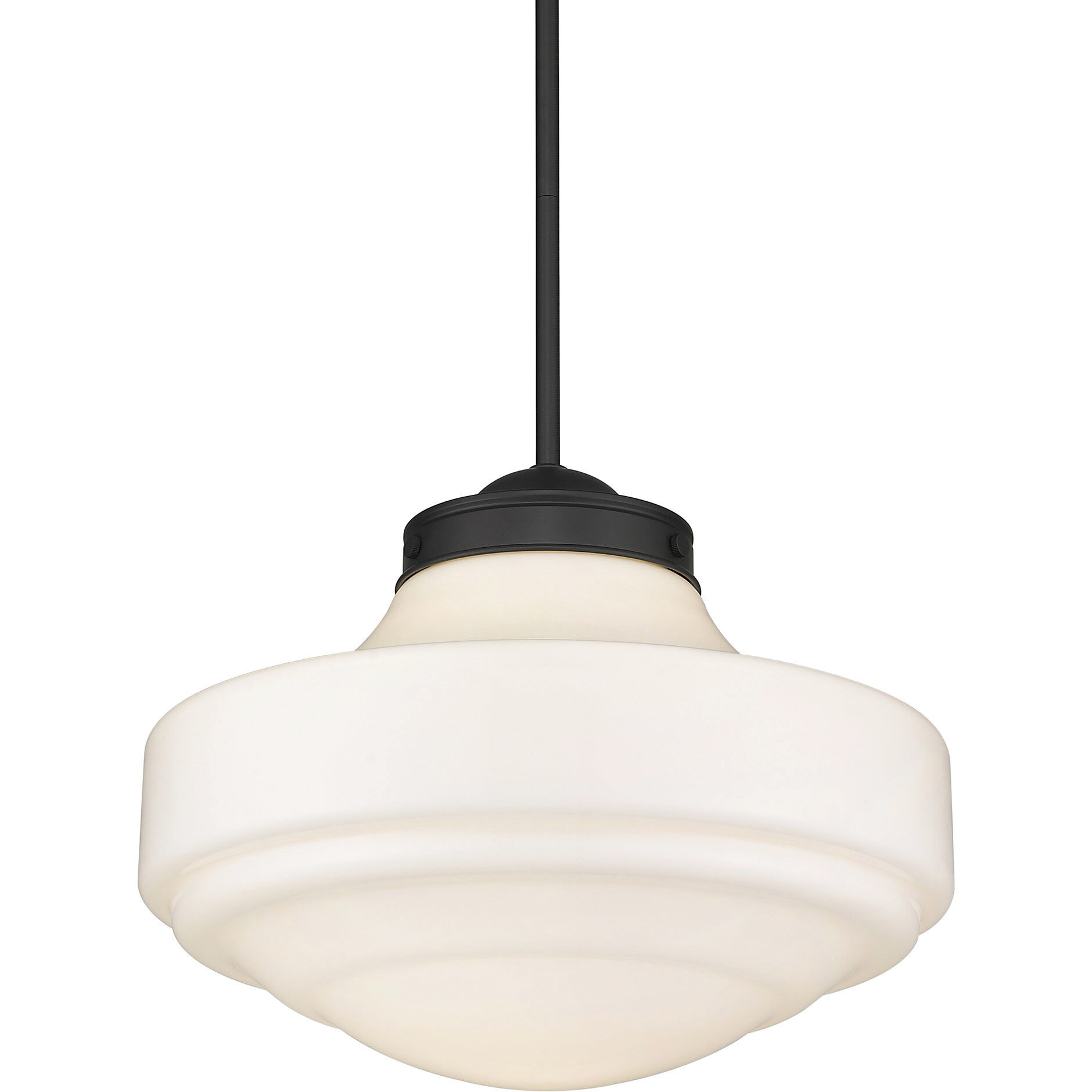 Ingalls 1 Light 16 inch Matte Black Pendant Ceiling Light in Vintage Milk Glass, Large