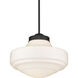 Ingalls 1 Light 16 inch Matte Black Pendant Ceiling Light in Vintage Milk Glass, Large