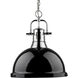 Yep Duncan 1 Light 14 inch Chrome Pendant Ceiling Light in Black, Large
