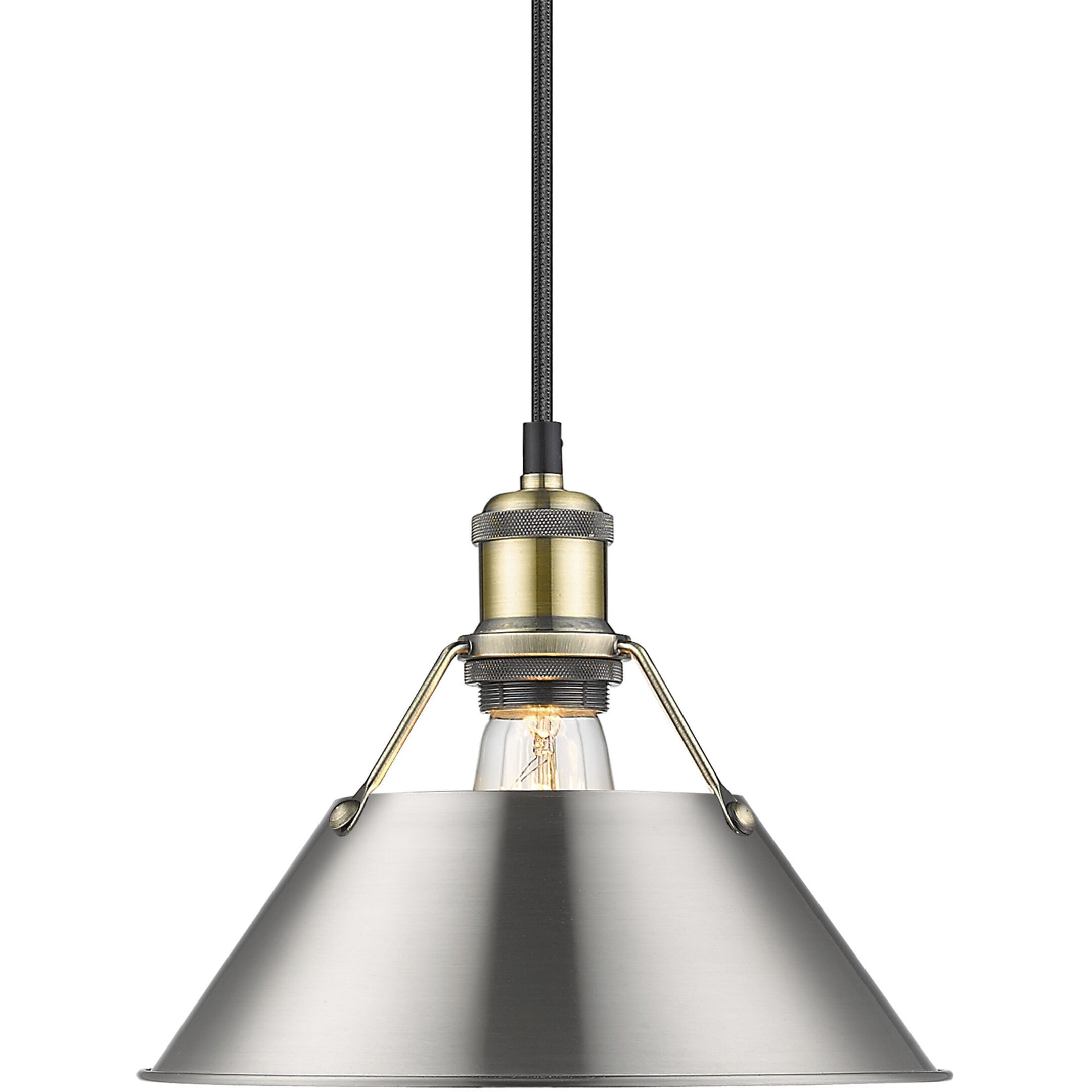 Yep Orwell 1 Light 10 inch Aged Brass Pendant Ceiling Light in Pewter, Medium