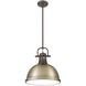 Duncan 1 Light 14 inch Rubbed Bronze Pendant Ceiling Light in Aged Brass
