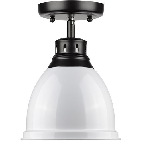 Duncan 1 Light 9 inch Matte Black Flush Mount Ceiling Light in White, Damp