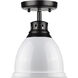 Duncan 1 Light 9 inch Matte Black Flush Mount Ceiling Light in White, Damp