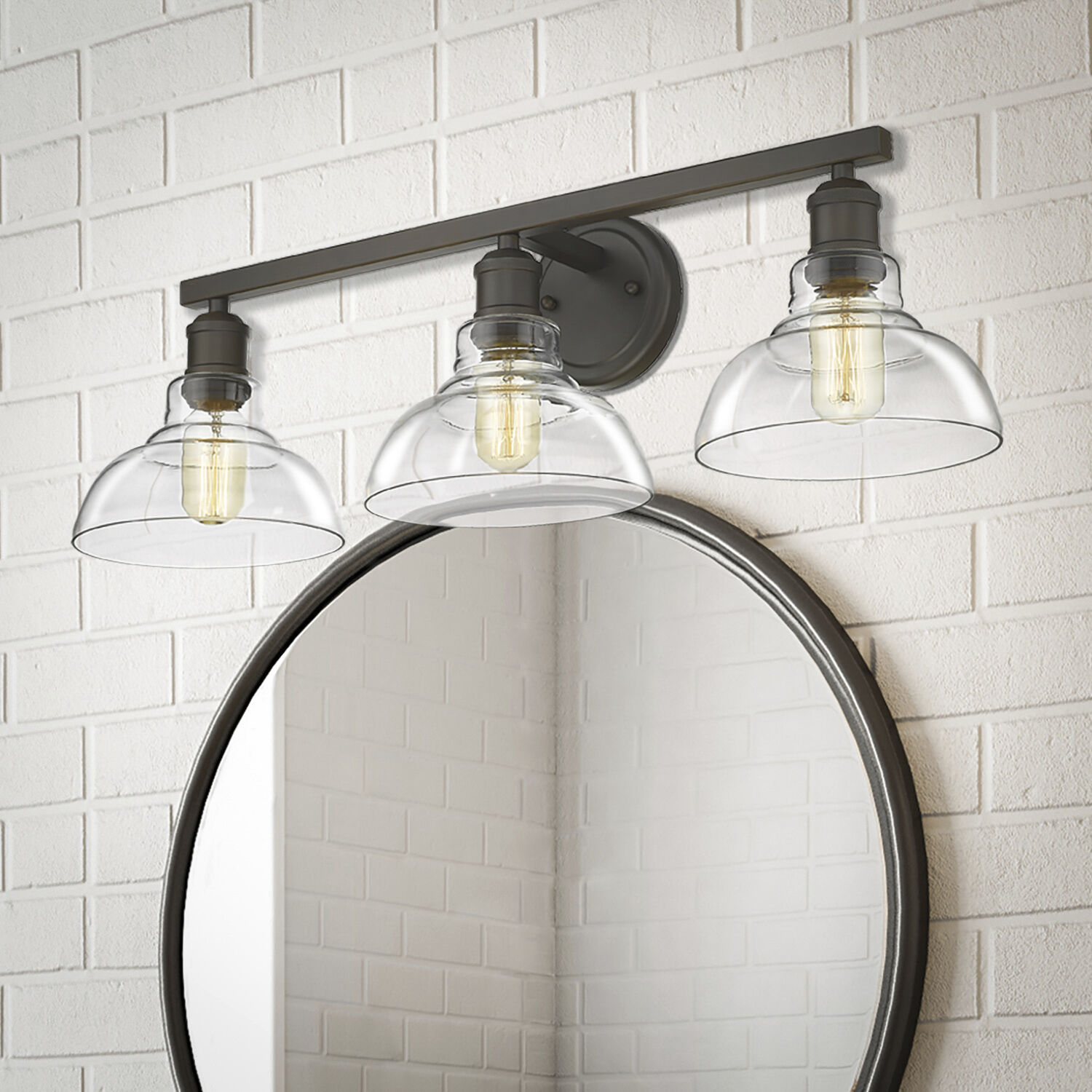 Yep Carver Vanity Wall Light in Rubbed Bronze, Clear Glass