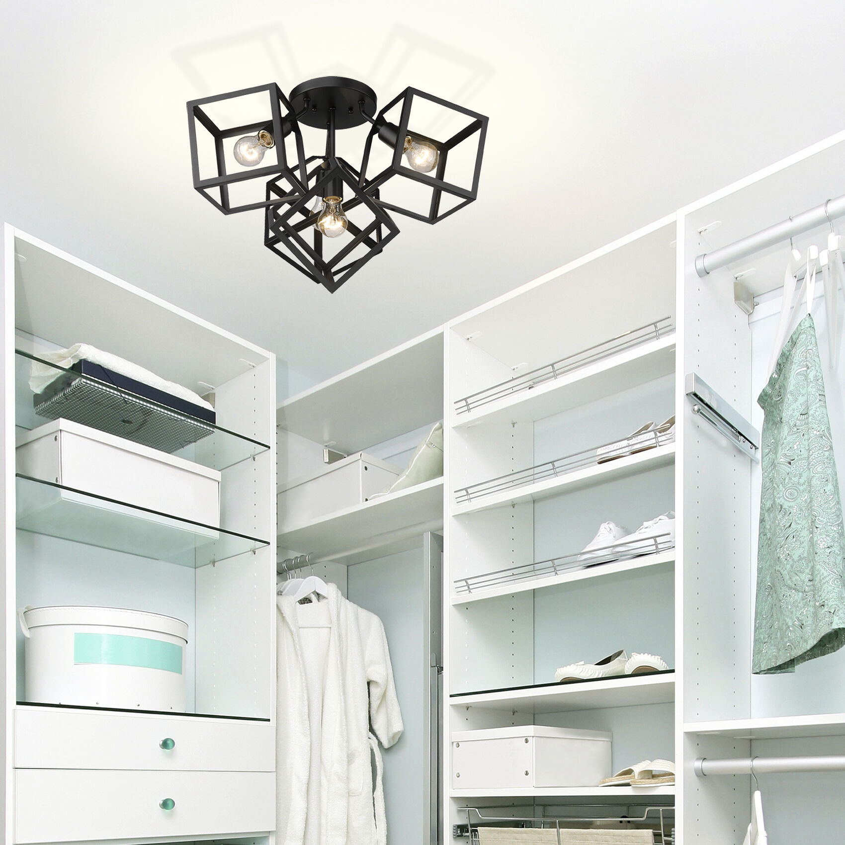 Cassio 4 Light 24 inch Matte Black Semi-Flush Mount Ceiling Light