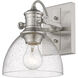Hines 1 Light 8 inch Pewter Bath Vanity Wall Light in Seeded Glass