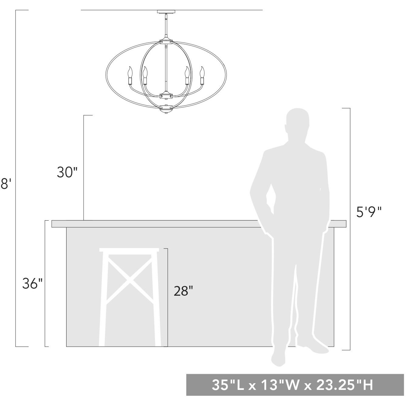 Colson Island Light Ceiling Light in Pewter