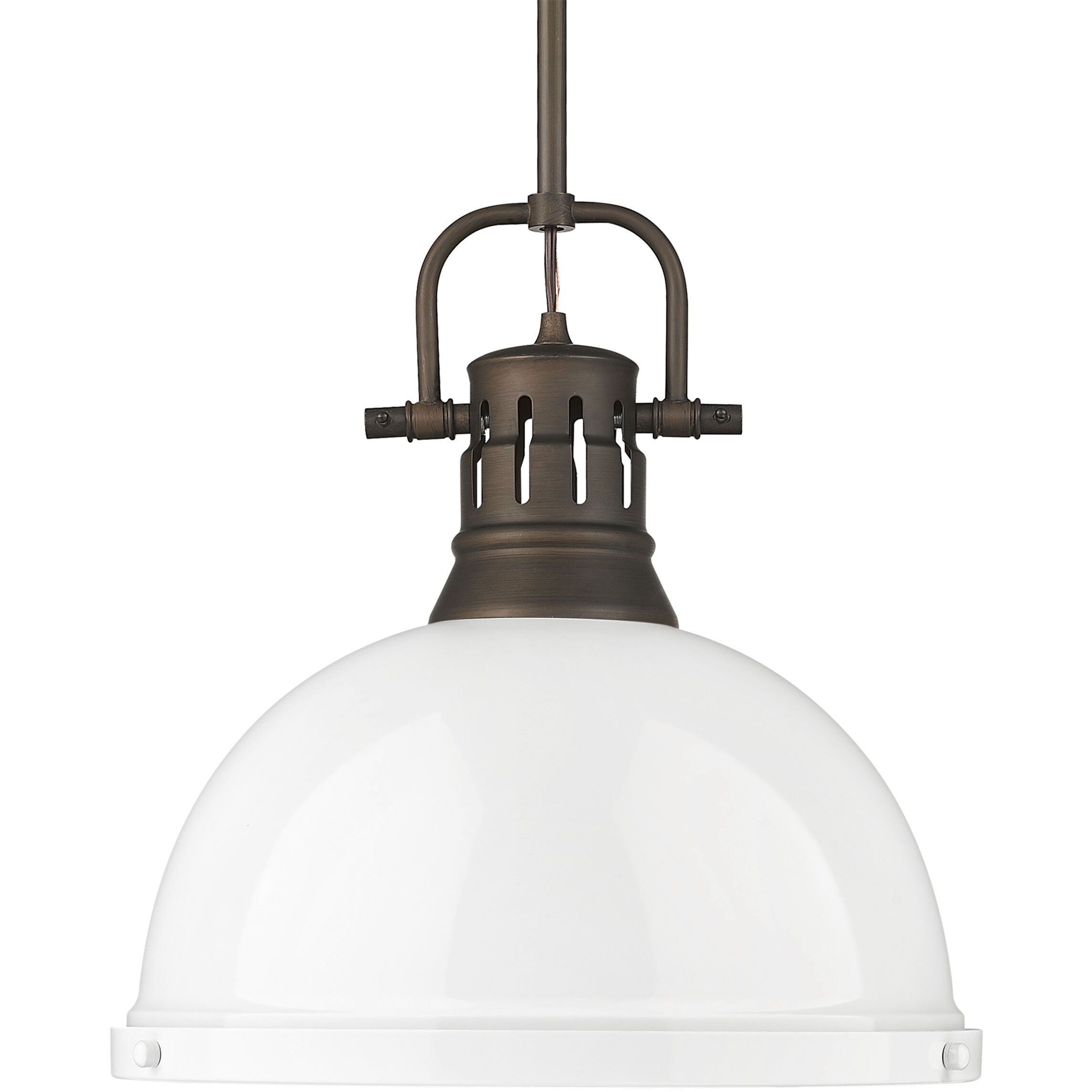 Yep Duncan 1 Light 14 inch Rubbed Bronze Pendant Ceiling Light in White