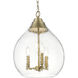 Ariella Pendant Ceiling Light in Brushed Champagne Brass, Clear Hammered