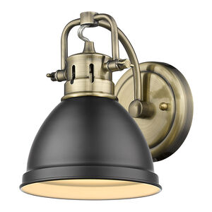 Duncan 1 Light 8 inch Aged Brass Bath Vanity Wall Light in Matte Black