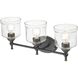 Keating 3 Light 23.88 inch Antique Black Iron Vanity Light Wall Light