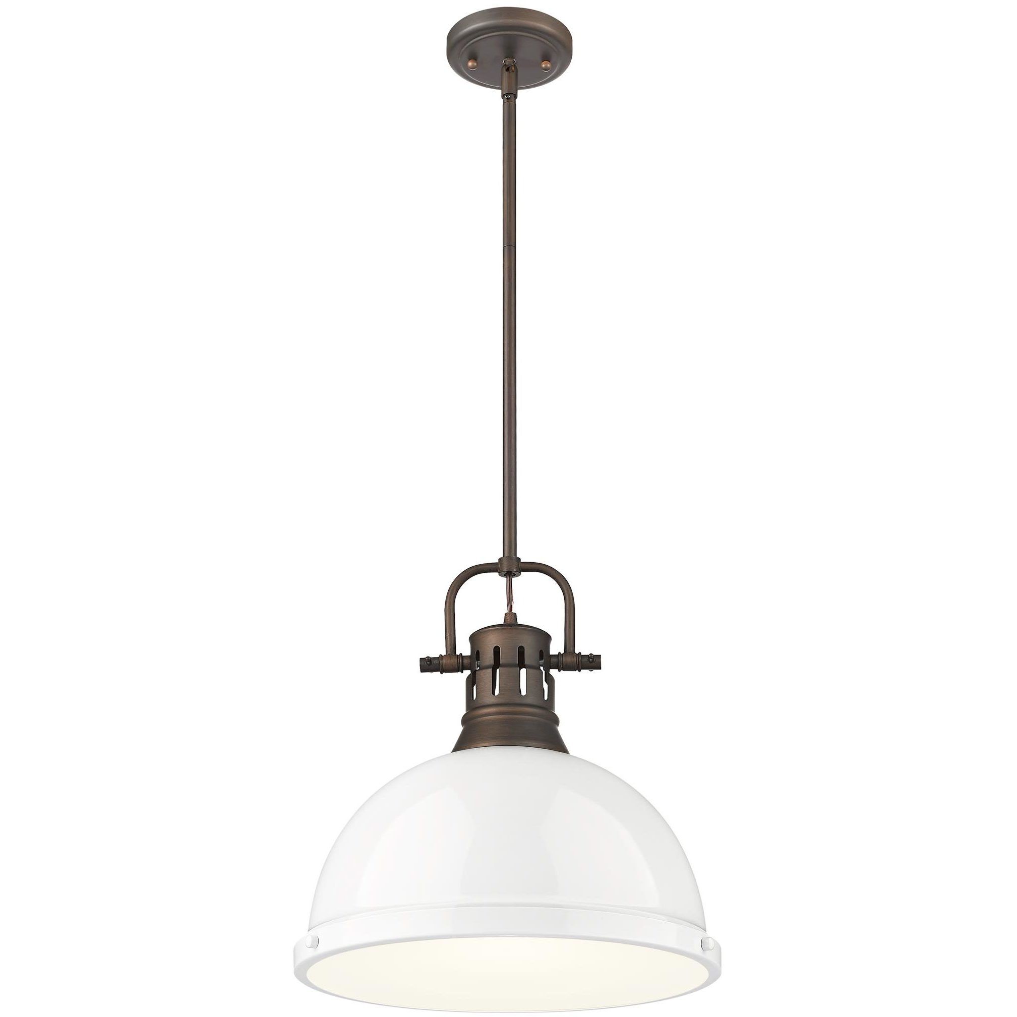Yep Duncan 1 Light 14 inch Rubbed Bronze Pendant Ceiling Light in White