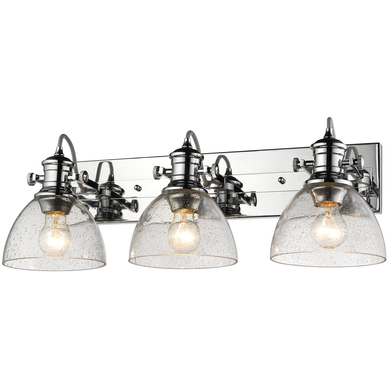 Yep Hines Vanity Wall Light in Chrome, Seeded Glass
