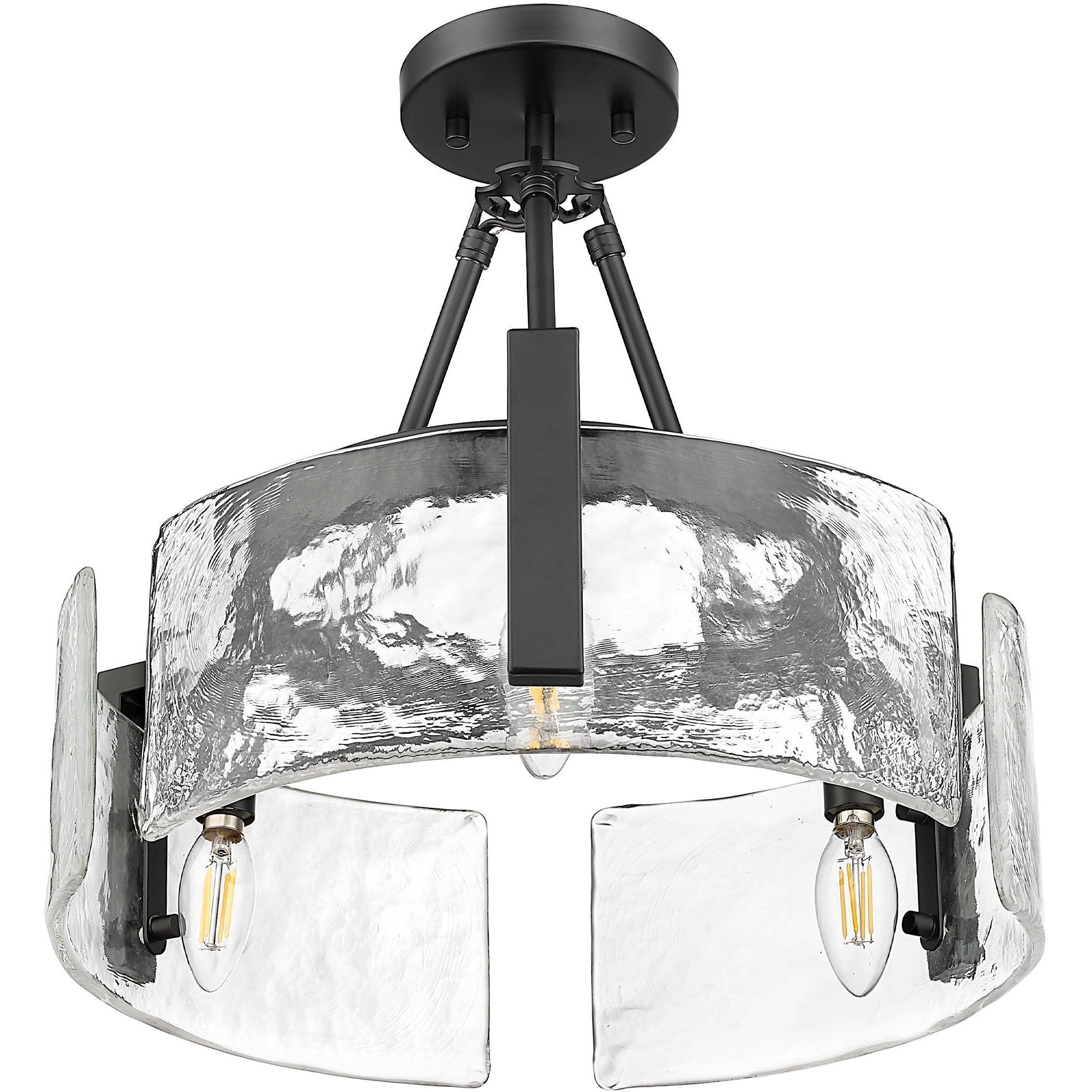 Aenon 3 Light 16.5 inch Matte Black Semi-Flush Mount Ceiling Light