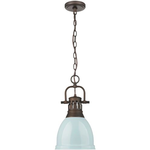 Duncan 1 Light 8.88 inch Rubbed Bronze Pendant Ceiling Light in Seafoam, Small