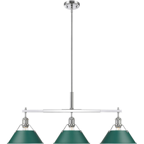 Orwell 3 Light 35.75 inch Chrome Linear Pendant Ceiling Light in Pine Green