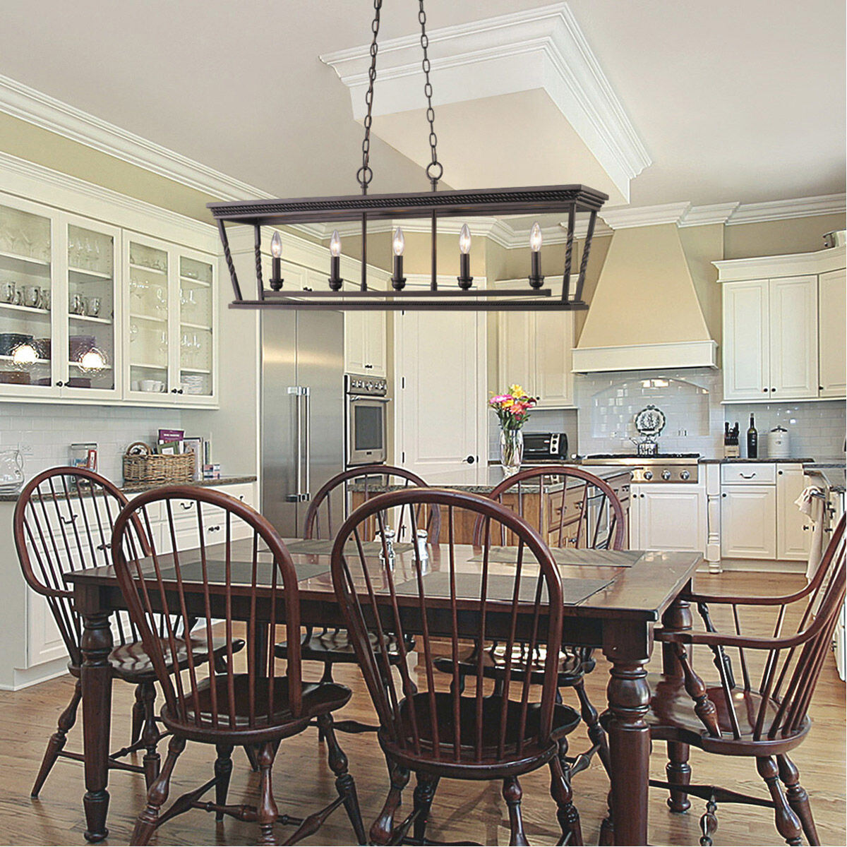 Davenport 5 Light 41 inch Etruscan Bronze Linear Pendant Ceiling Light