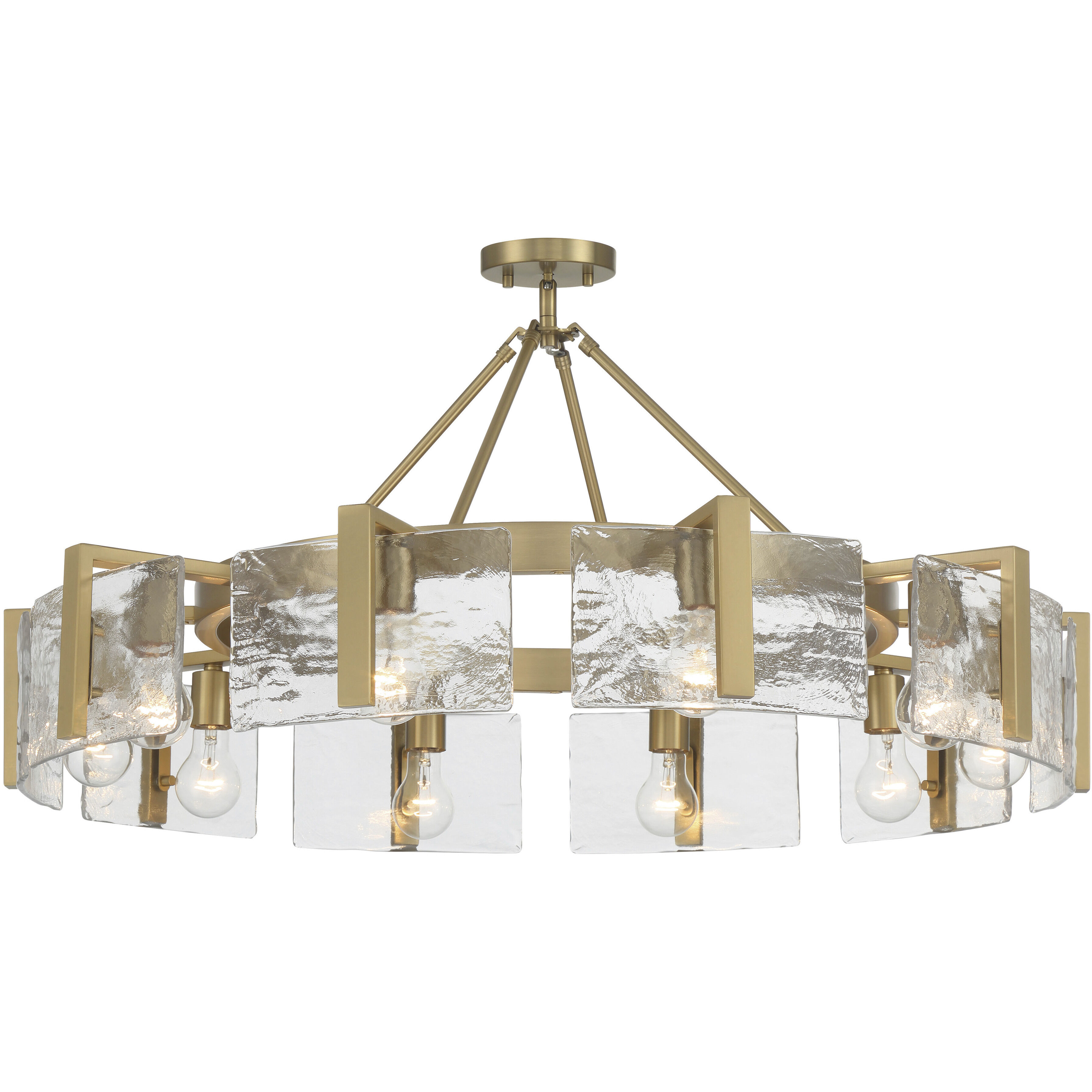Aenon 10 Light 36 inch Brushed Champagne Brass Semi-Flush Mount Ceiling Light