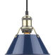 Yep Orwell Pendant Ceiling Light in Aged Brass, Navy, Small