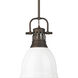 Yep Duncan 1 Light 8.88 inch Rubbed Bronze Pendant Ceiling Light in White