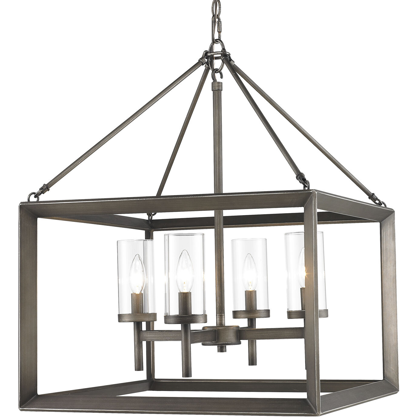 Smyth 21 inch 60.00 watt Gunmetal Bronze Chandelier Ceiling Light in Clear Glass