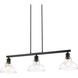 Carver 3 Light 36 inch Matte Black Semi-flush Ceiling Light 