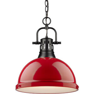 Duncan 1 Light 14 inch Matte Black Pendant Ceiling Light in Red, Large