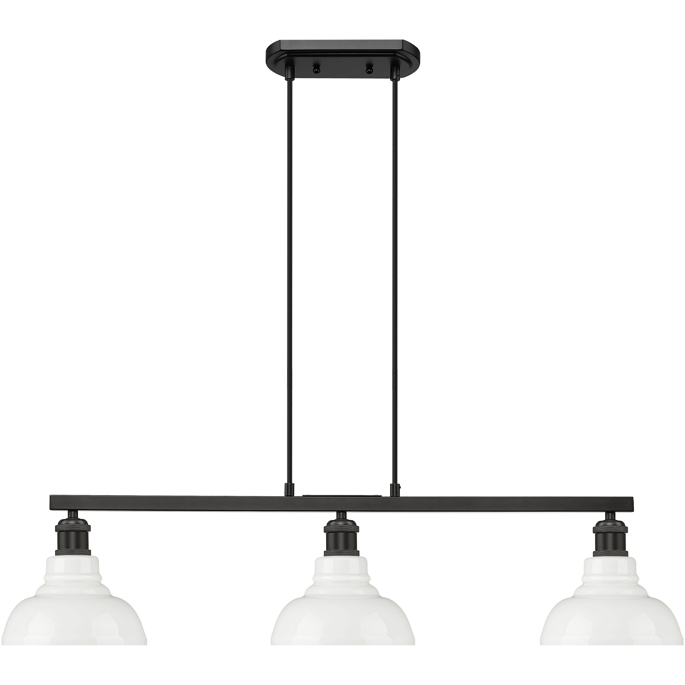 Yep Carver Island Light Ceiling Light in Matte Black, Vintage Milk Glass