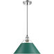 Orwell 1 Light 14 inch Chrome Pendant Ceiling Light in Pine Green, Large