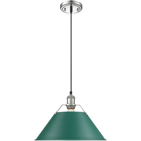Orwell 1 Light 14 inch Chrome Pendant Ceiling Light in Pine Green, Large